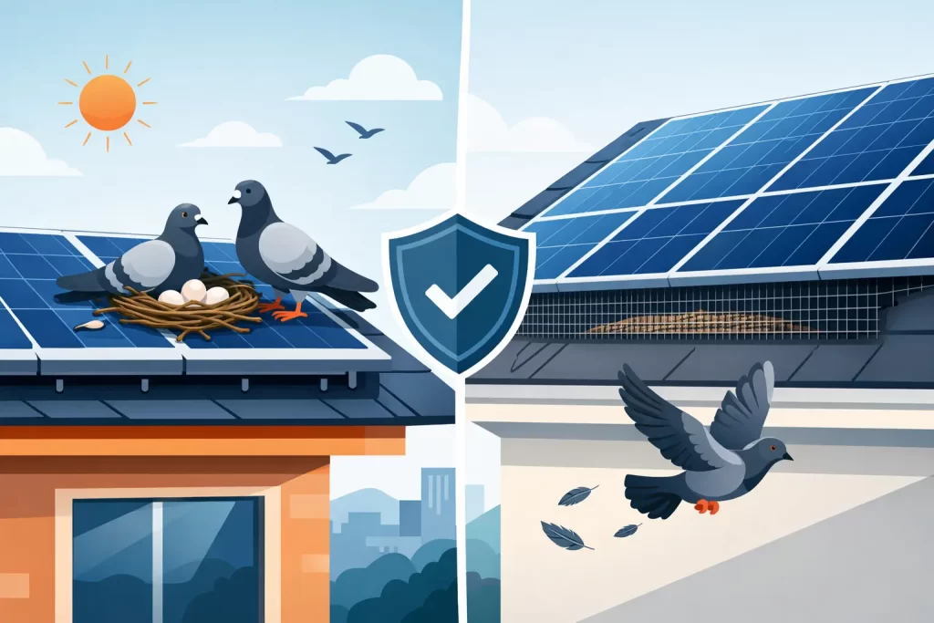 How to Prevent Pigeon Nesting Under Solar Panels