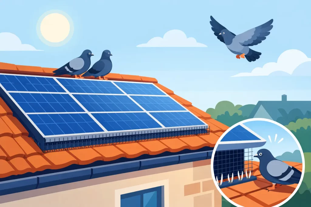 Solar Pigeon Proofing for a Protected Roof