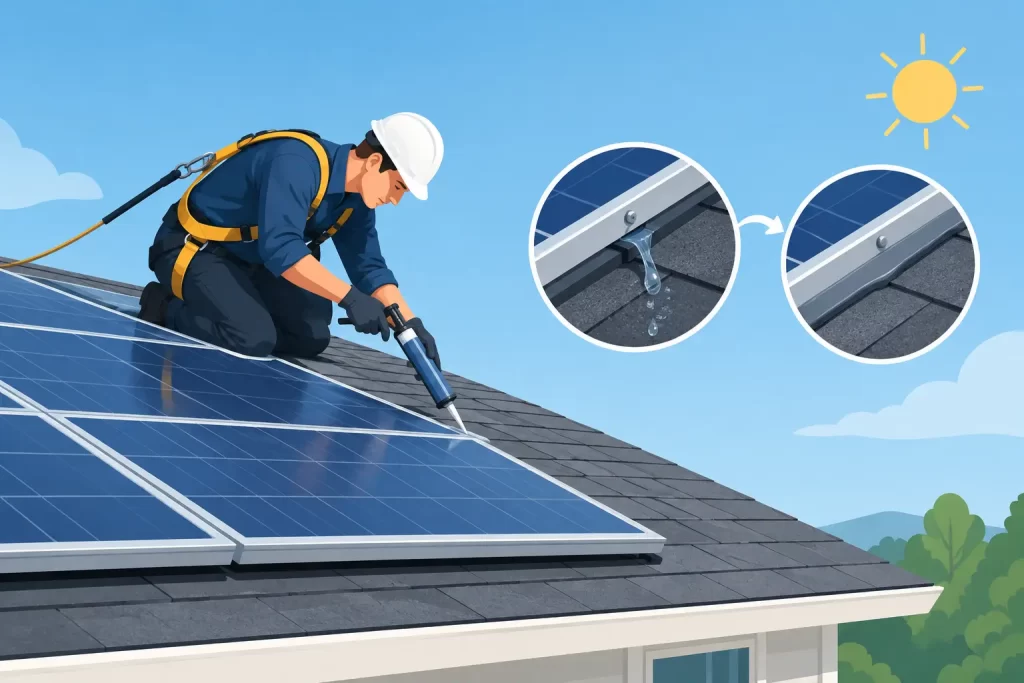 A Solar Roof Leak Repair Example Done Properly