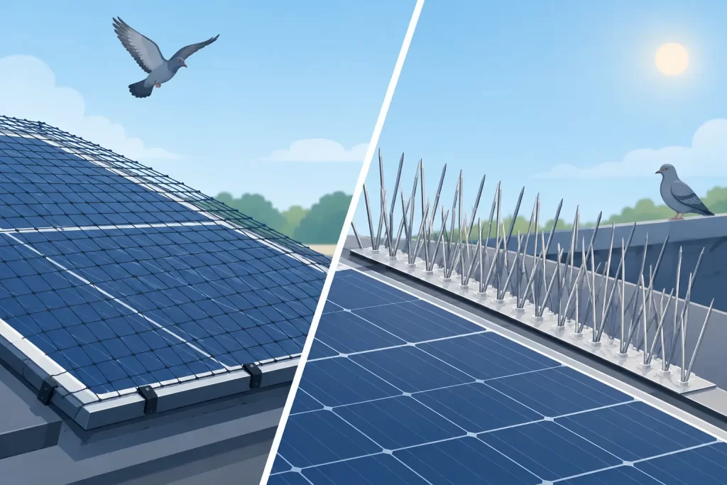 Bird Mesh vs Bird Spikes for Solar Panels